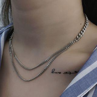 Layered Stainless Steel Necklace Silver - One Size