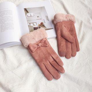 Furry-trim Touchscreen Gloves