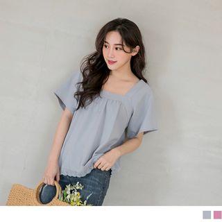 Lace Panel Square-neckkline Top