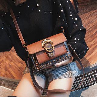 Embellished Eyelet Detail Crossbody Bag