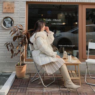 Sailor-collar Drawstring Puffer Jacket