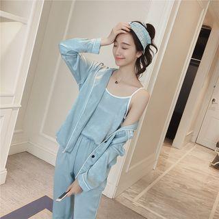 Loungewear Set: Camisole Top + Long-sleeve Shirt + Pants + Shorts + Head Band