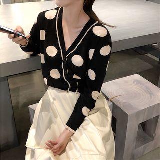 Polka Dot Cardigan / Midi A-line Skirt