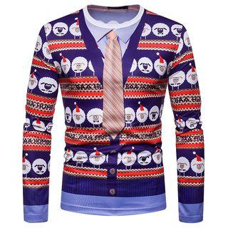 Long-sleeve Sheep Print T-shirt