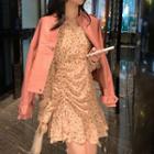 Long-sleeve Ruched Floral Print Mini A-line Dress