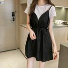 Set: Short-sleeve T-shirt + Plain Strappy Dress
