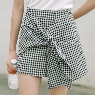 Knotted Gingham Skort