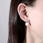 Rhinestone Faux Pearl Earring 1 Pair - White - One Size