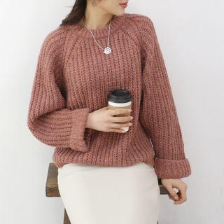 Slit-back Rib-knit Sweater