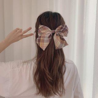 Plaid Bow Barrette Hair Clip