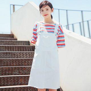Fray-hem Mini Dungaree Dress