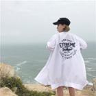 Embroidered Back Long Baseball Jacket