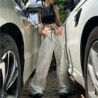Crew Neck Crop Tank Top / Low-rise Stitched Cargo Wide-leg Pants