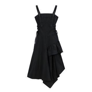 Plain Irregular Tie-strap Spaghetti-strap Dress
