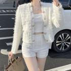 Plain Tweed Cropped Jacket / T-shirt