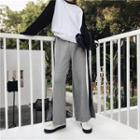Striped Wide-leg Pants Gray - One Size