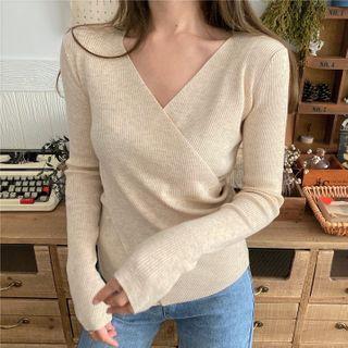 Long-sleeve Twist-front Knit Top