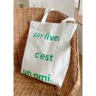 Letter-printed Zipped Canvas Bag