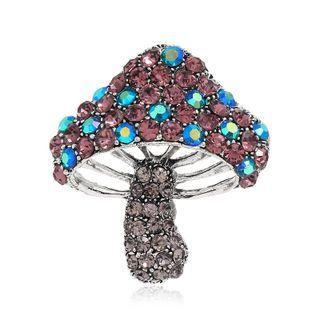 Mushroom Rhinestone Alloy Brooch Purple & Blue & Grayish Silver - One Size