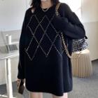 Contrast Stitching Cardigan / Cold-shoulder Sweater