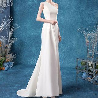 One-shoulder Slit A-line Evening Gown