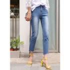 Plus Size Washed Straight-cut Jeans