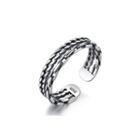 925 Sterling Silver Elegant Fashion Twist Adjustable Open Ring Silver - One Size