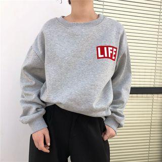Letter Print Pullover Gray - One Size