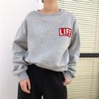 Letter Print Pullover Gray - One Size