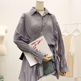 Long-sleeve Asymmetrical Draped Shirt