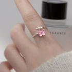 Flower Open Ring S925 Silver - Pink - One Size