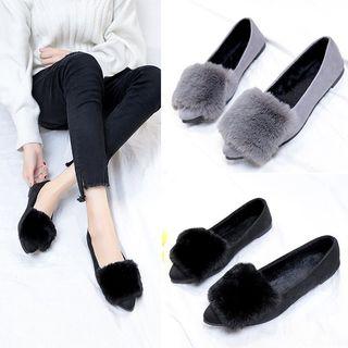 Faux Fur Almond-toe Flats