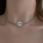 Smiley Alloy Choker Silver - One Size