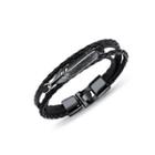 Simple And Fashion Plated Black Feather Multi-layer Black Leather Bracelet Black - One Size