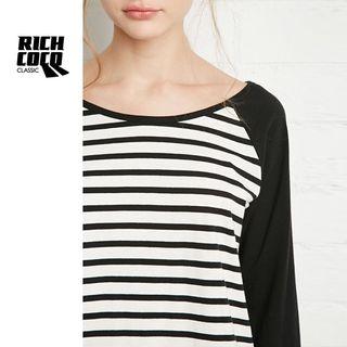Striped Raglan 3/4-sleeve T-shirt