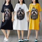 Short-sleeve Dog Print Midi T-shirt Dress