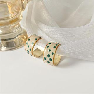 Dot Open Ring Sterling Silver Ear Stud Ear Stud - 1 Pair - Off White & Gold - One Size