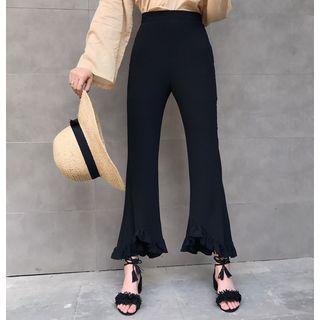 Frilled Hem Boot Cut Pants