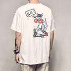 Kangaroo Print Elbow-sleeve T-shirt