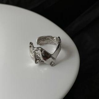 Shirred Alloy Open Ring J1783 - Silver - One Size