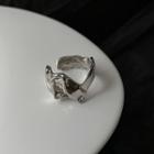 Shirred Alloy Open Ring J1783 - Silver - One Size