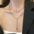 Layered Alloy Necklace Jml3893 - Silver - One Size