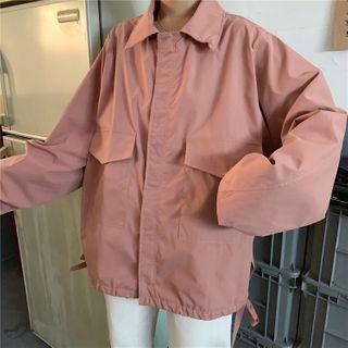 Plain Flap-pocket Zip Jacket