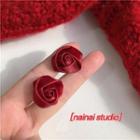 Rose Fabric Earring 1 Pair - Red - One Size