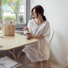 V-neck Elbow-sleeve Lace Empire Dress