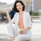 3/4-sleeve Blazer / Camisole Top / Straight Leg Pants / Pencil Skirt / Set