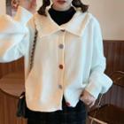 Peter Pan Collar Lantern-sleeve Knit Cardigan