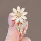 Flower Faux Cat Eye Stone Rhinestone Alloy Hair Clamp Ly2515 - Gold - One Size