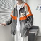 Long-sleeve Color-block Zip Jacket With Bear