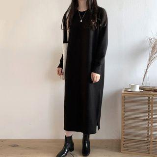 Plain Midi Sweater Dress Black - One Size